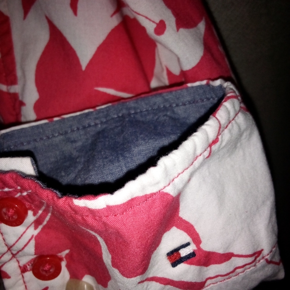 Tommy Hilfiger Pink and White Hawaiian Print Button Blouse Size M - Picture 12 of 14